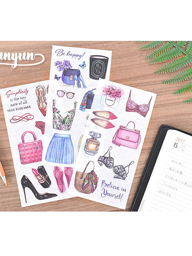 Stickers Fashion II - 3 láminas 1
