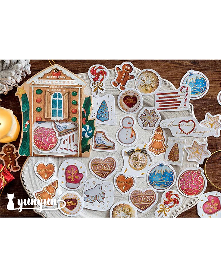 Stickers Golden Christmas - 40 pzas