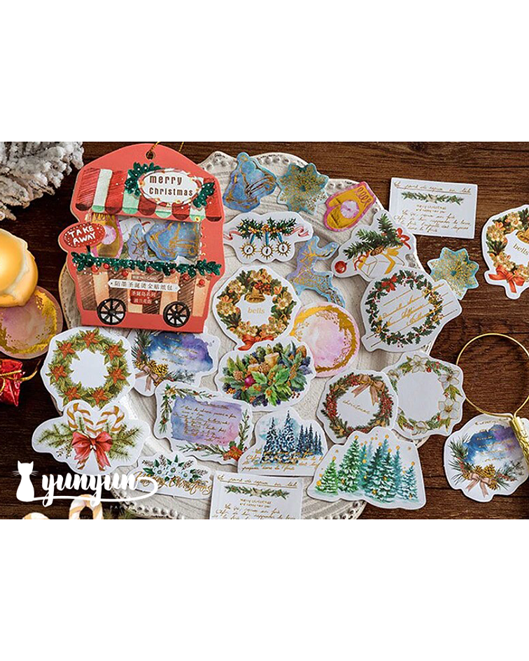 Stickers Golden Christmas - 40 pzas