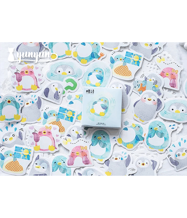 Caja Stickers Pinguinos - 45 pzas