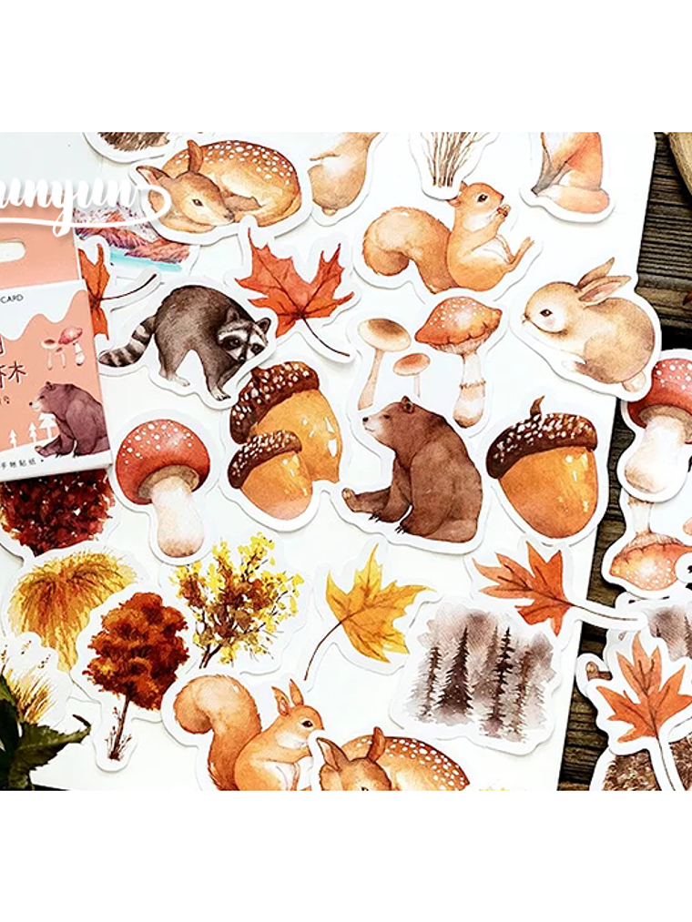 Caja Stickers Animales del Bosque - 45 pzas 1