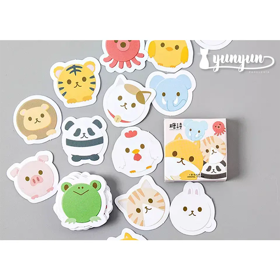 Caja Stickers Caritas de Animales - 45 pzas 2