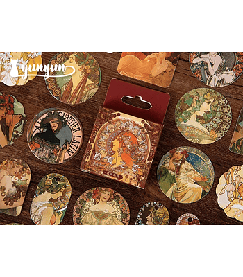 Caja Stickers Alfons Mucha - 45 pzas