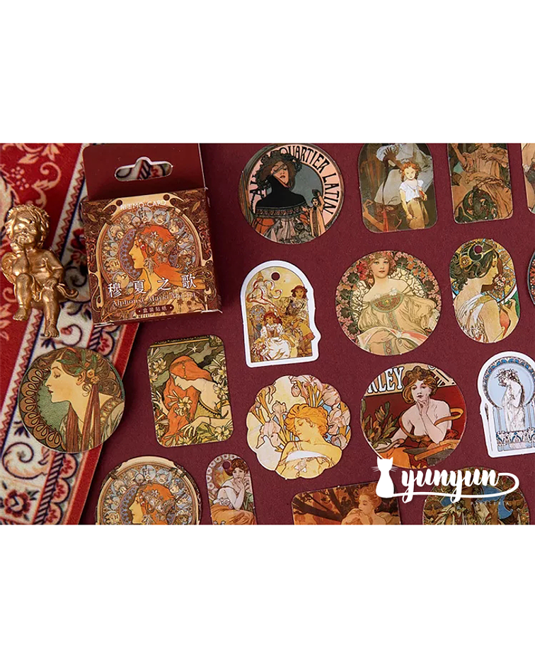 Caja Stickers Alfons Mucha