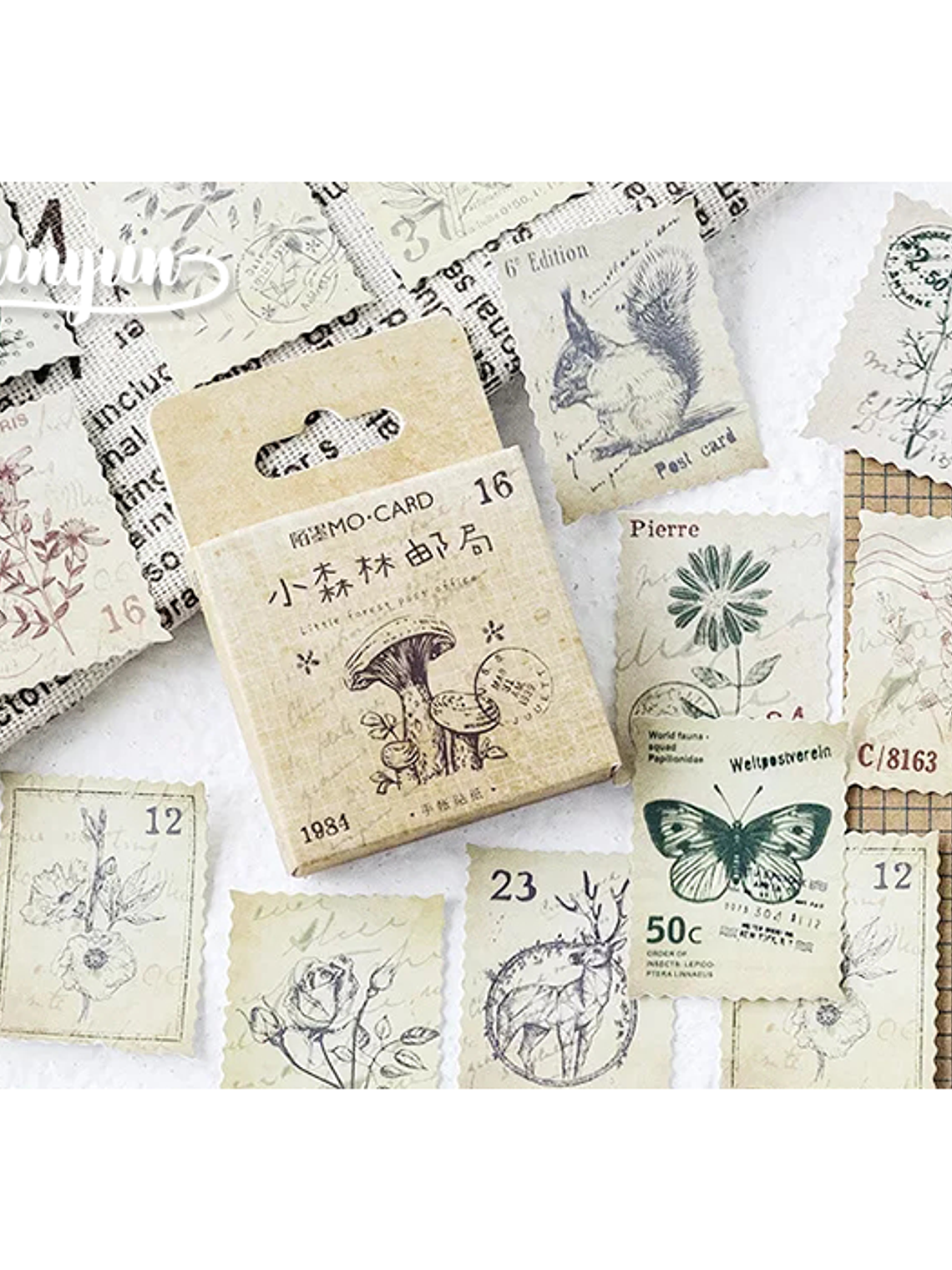 Caja Stickers Estampillas Vintage - 45 pzas 1