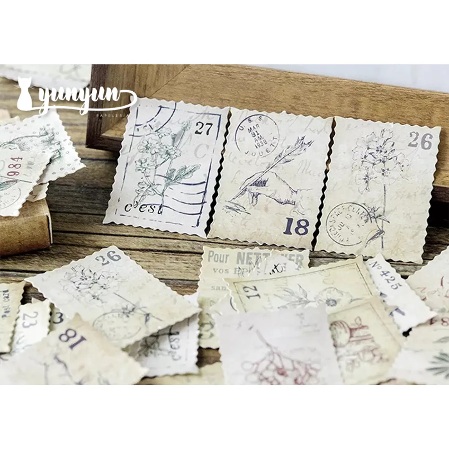 Caja Stickers Estampillas Vintage - 45 pzas 2