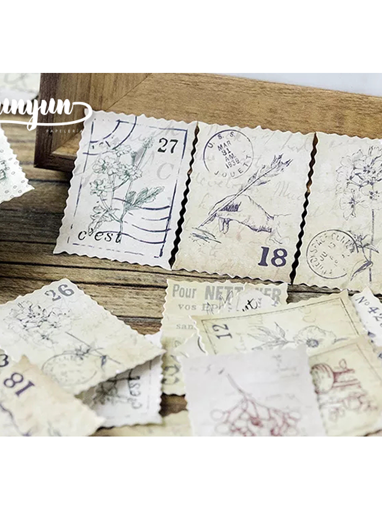 Caja Stickers Estampillas Vintage - 45 pzas 2