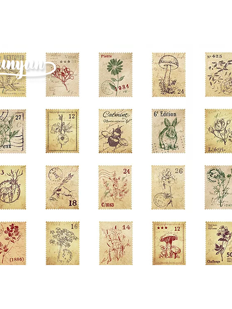 Caja Stickers Estampillas Vintage - 45 pzas 3