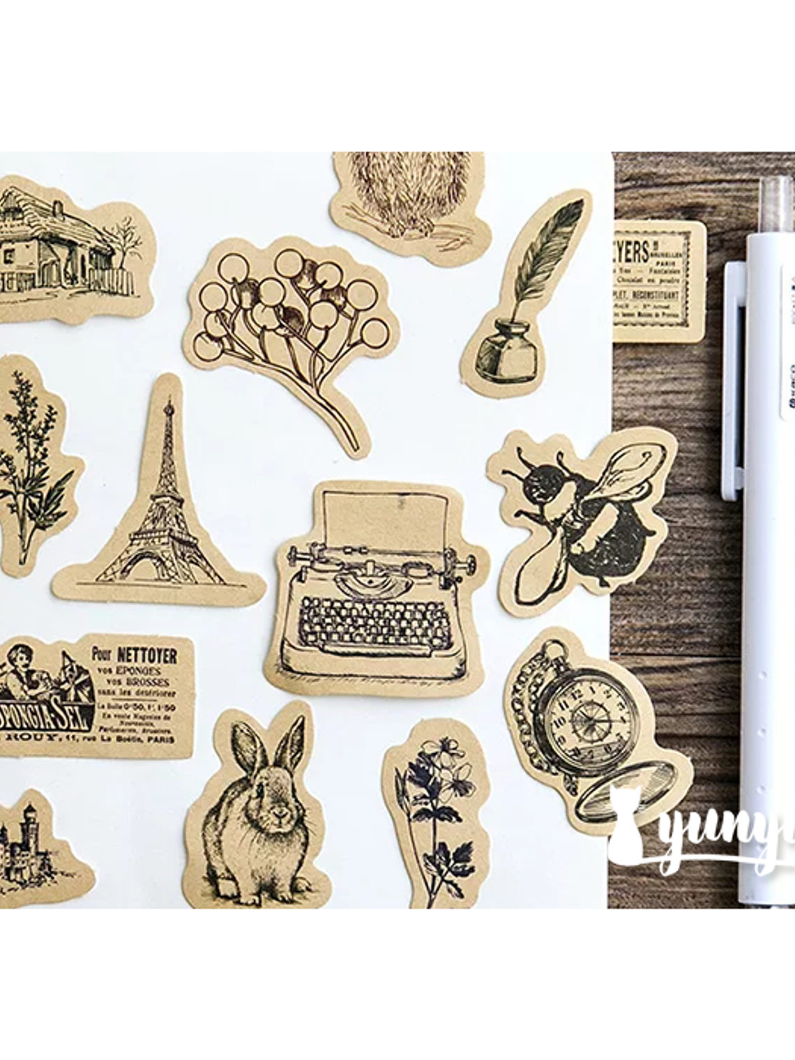Caja Stickers Vintage Animales - 45 pzas 2