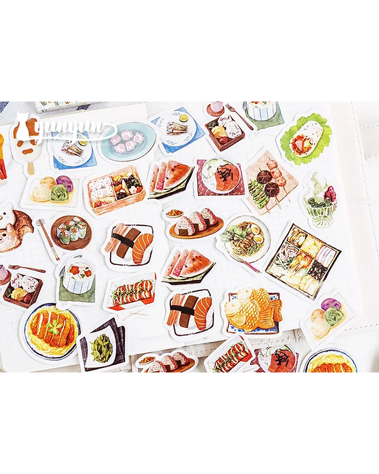 Caja Stickers Comida Oriental  - 45 pzas