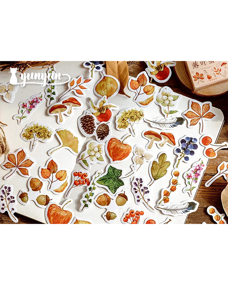 Caja Stickers Bosque Otoñal - 45 pzas