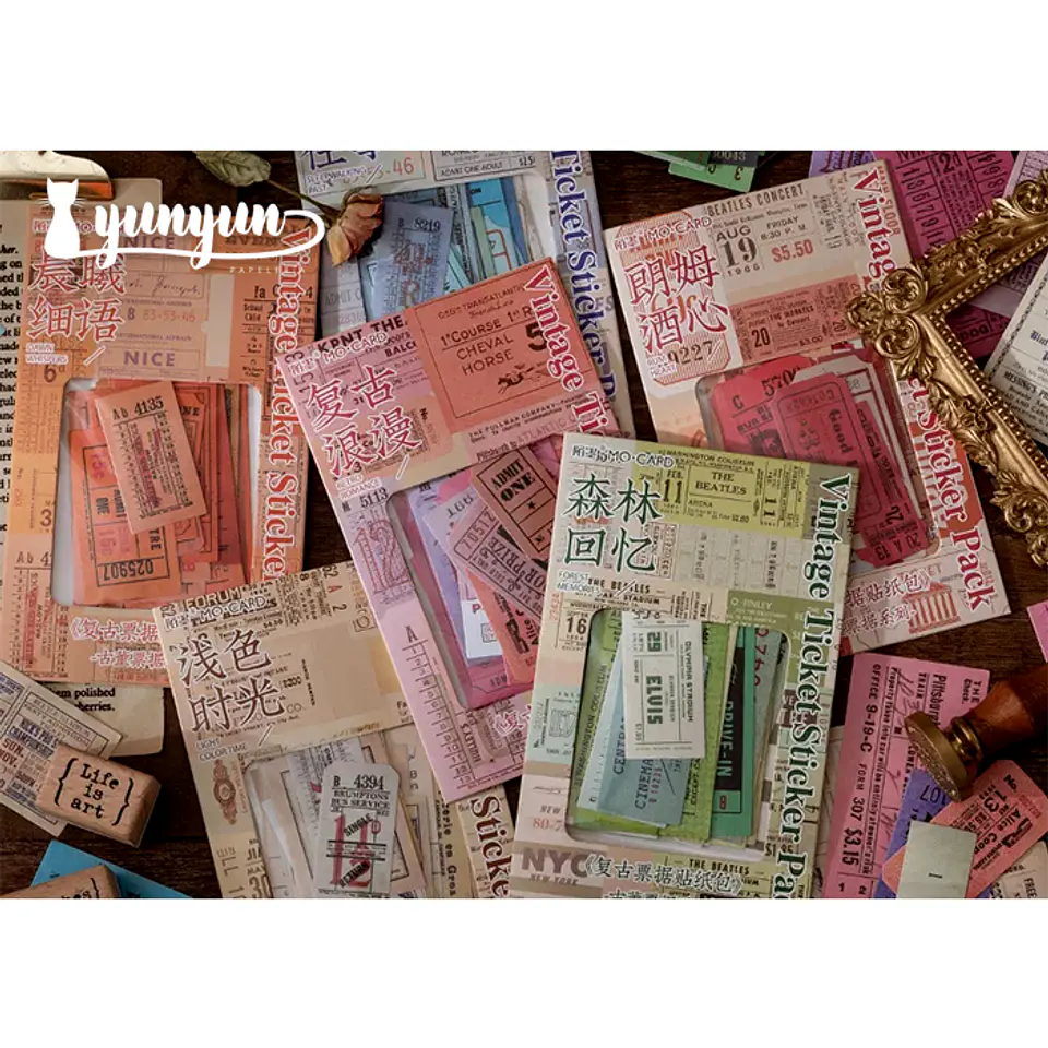 Vintage Tickers Stickers Pack - 40 pzas 1