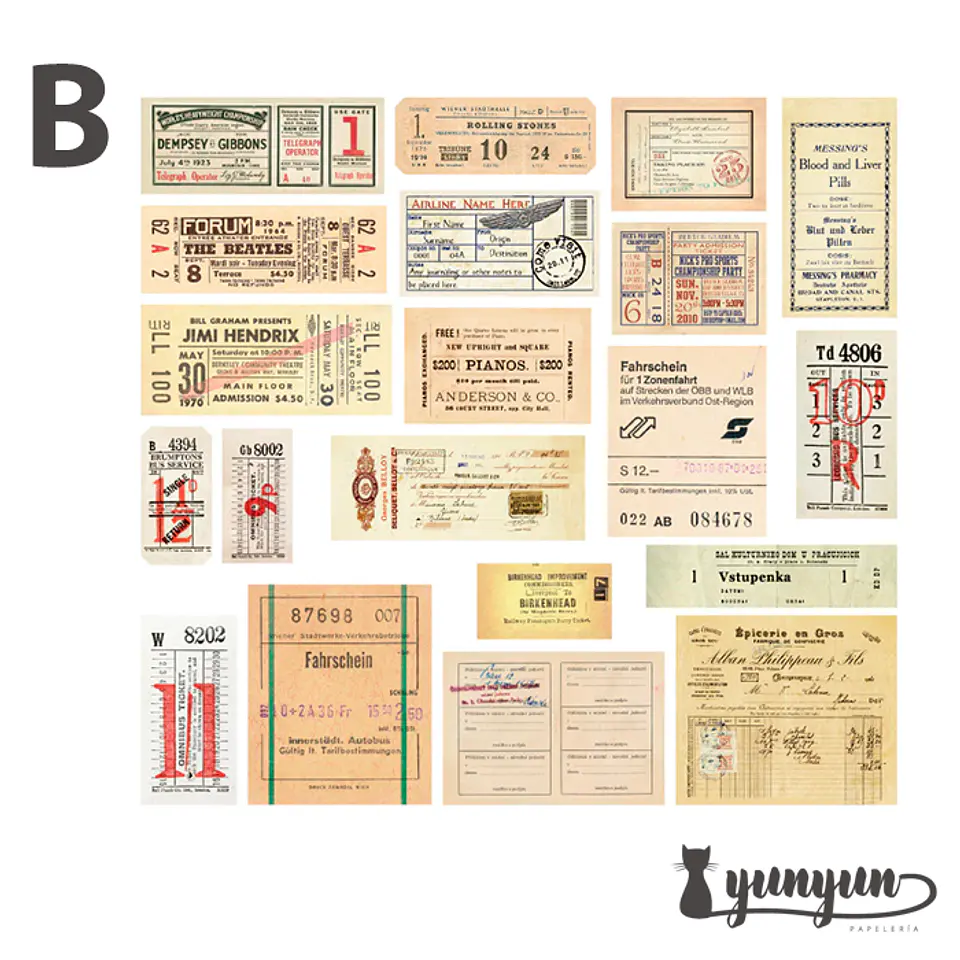 Vintage Tickers Stickers Pack - 40 pzas 6
