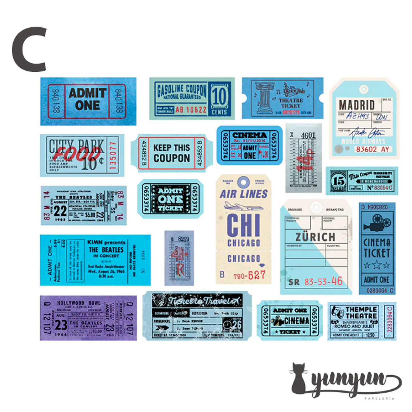 Vintage Tickers Stickers Pack - 40 pzas 7