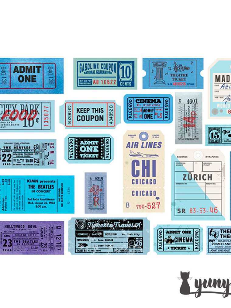 Vintage Tickers Stickers Pack - 40 pzas 7