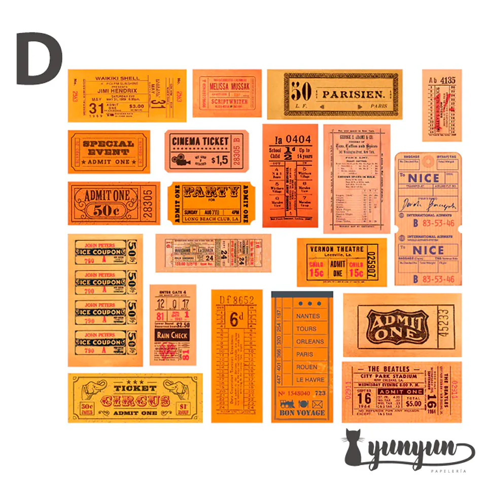 Vintage Tickers Stickers Pack - 40 pzas 8