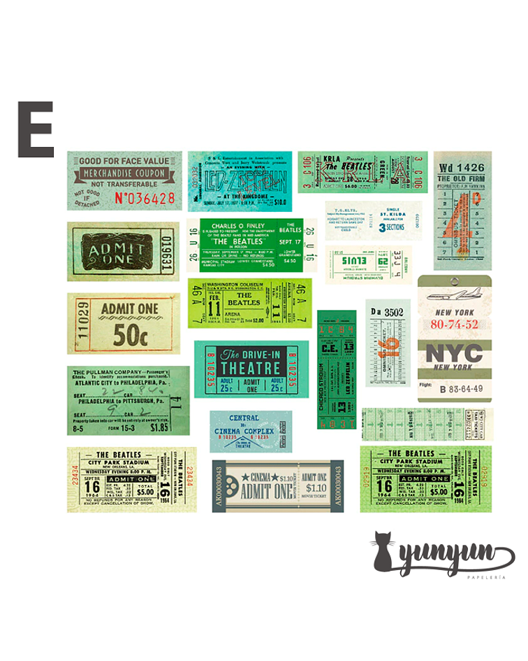 Vintage Tickers Stickers Pack - 40 pzas