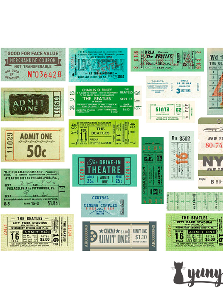 Vintage Tickers Stickers Pack - 40 pzas 9
