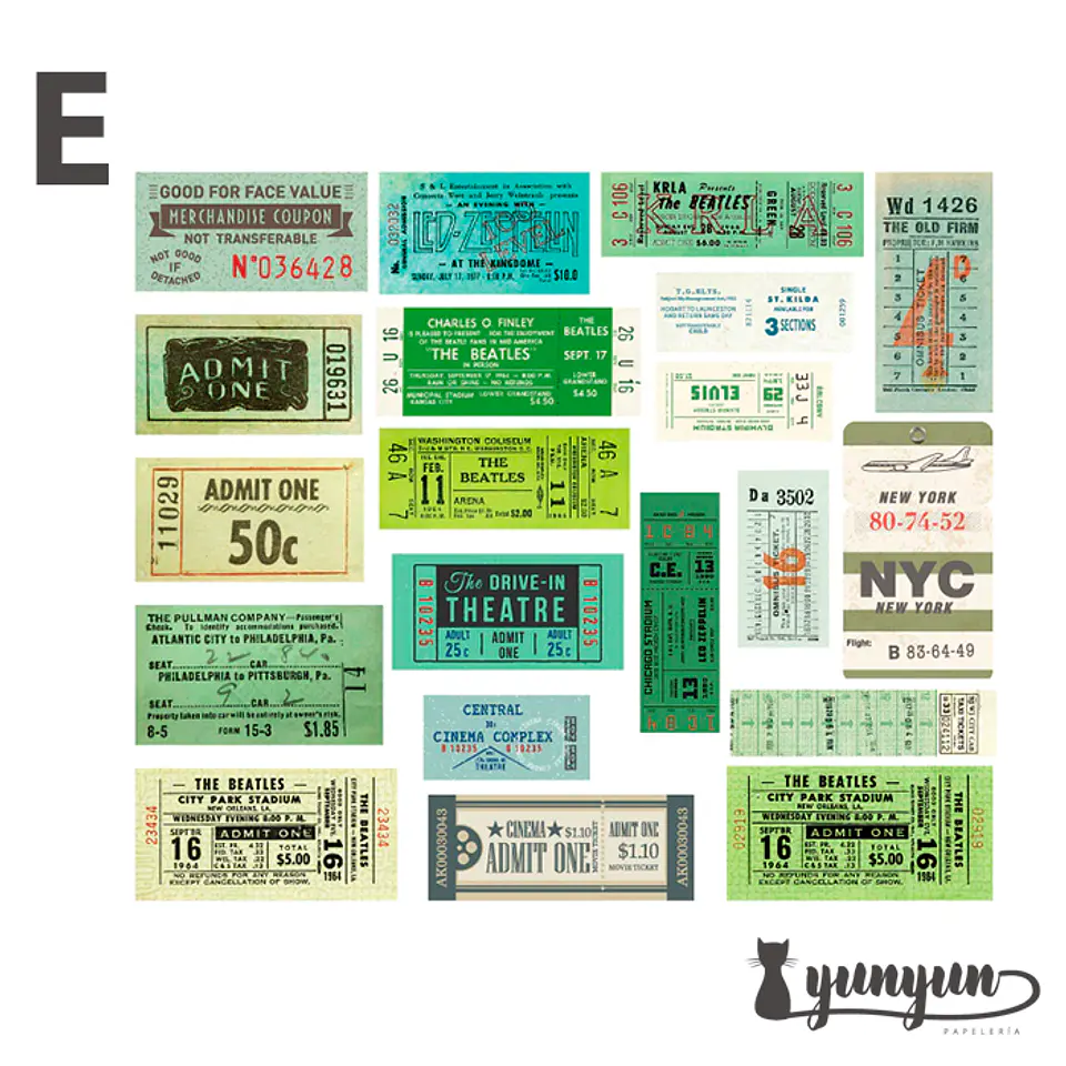 Vintage Tickers Stickers Pack - 40 pzas 9