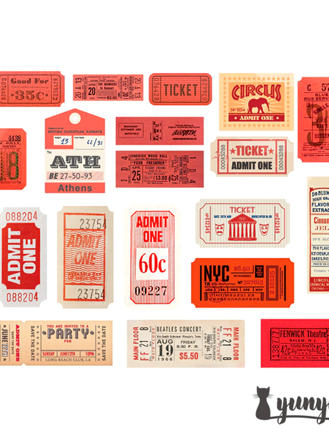 Vintage Tickers Stickers Pack - 40 pzas 10