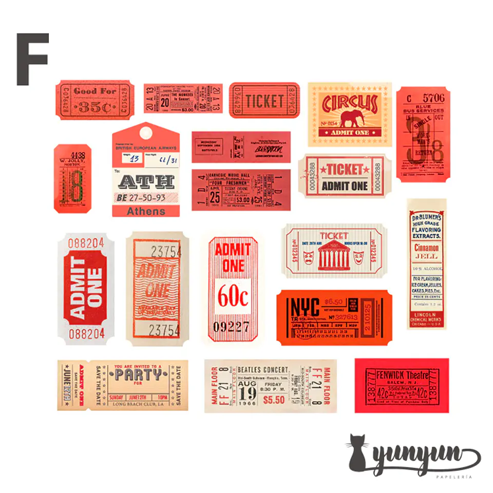 Vintage Tickers Stickers Pack - 40 pzas 10