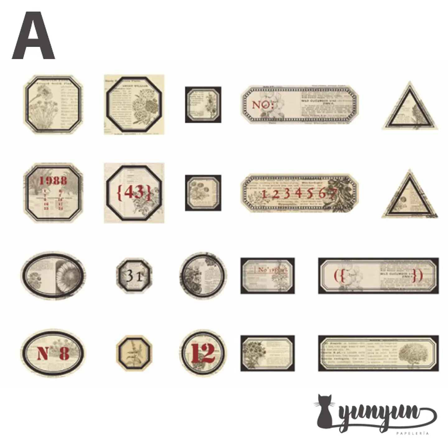 Stickers Retro Label - 40 pzas 8