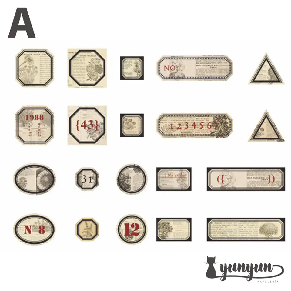 Stickers Retro Label - 40 pzas 8