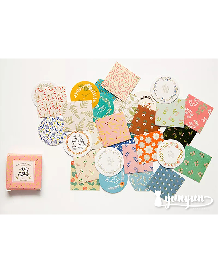 Caja Stickers Diseños Florales - 40 pzas