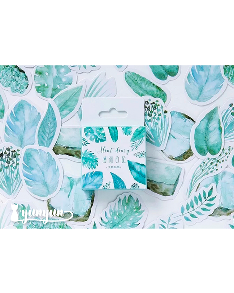 Caja Stickers Mint Leaves - 45 pzas