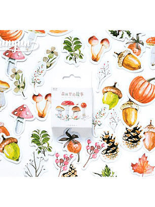 Caja Stickers Honguitos III - 45 pzas