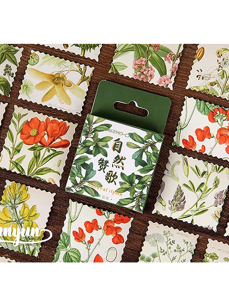 Caja Stickers Estampilla Botánica - 45 pzas 1