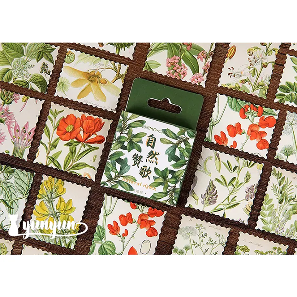 Caja Stickers Estampilla Botánica - 45 pzas 1