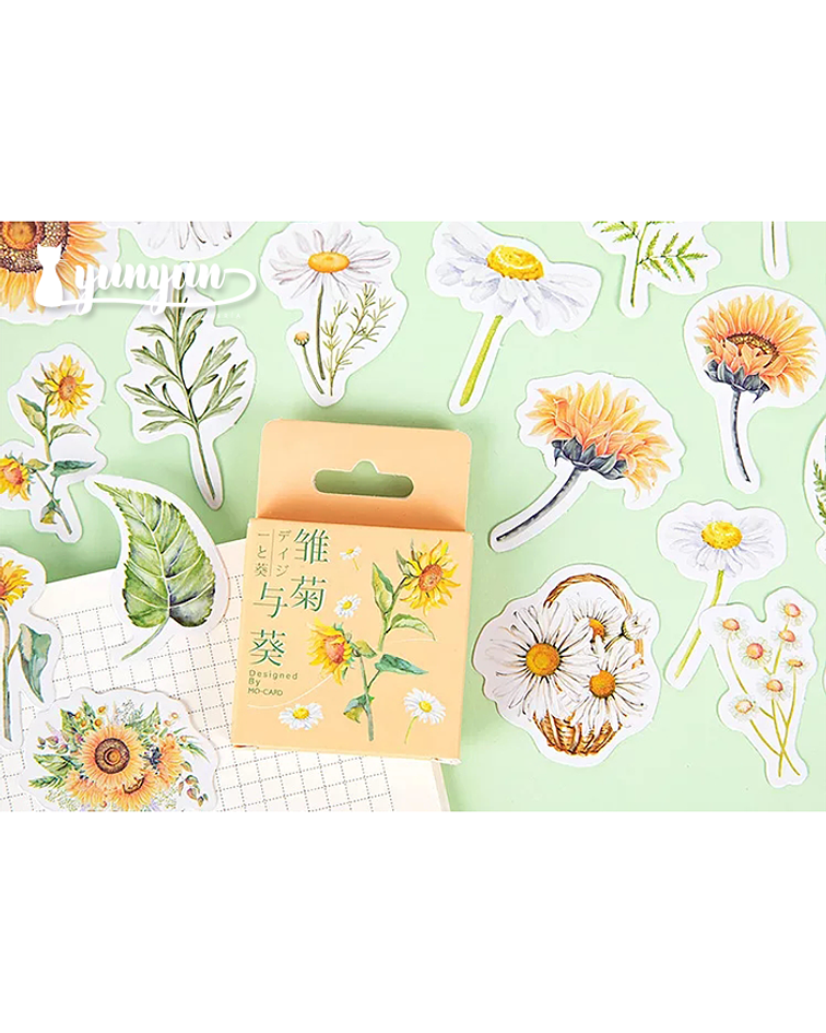 Caja Stickers Flores #2 - 45 pzas