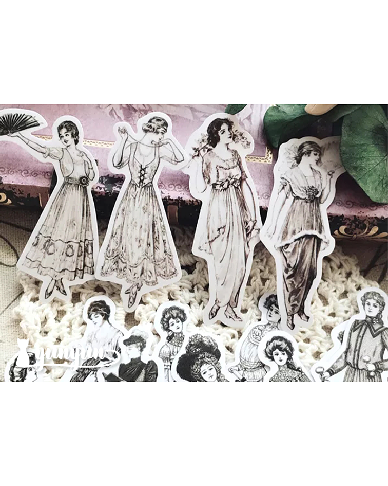 Stickers Mujeres Vintage III - 14 pzas 