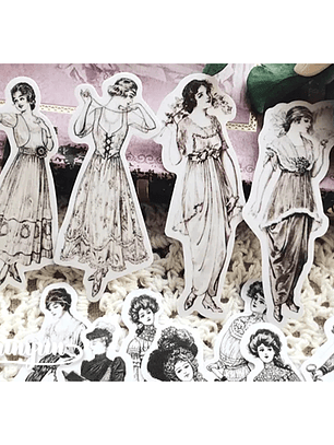 Stickers Mujeres Vintage III - 14 pzas 