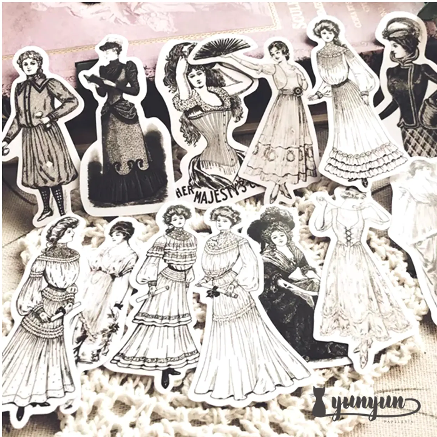 Stickers Mujeres Vintage III - 14 pzas  2