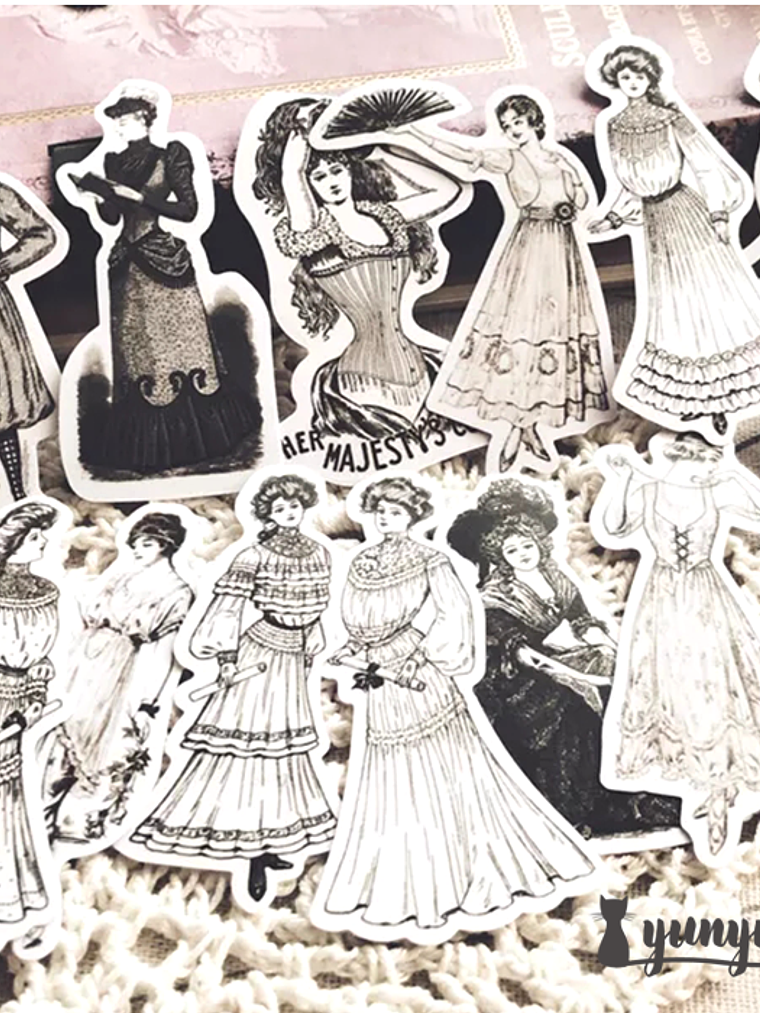 Stickers Mujeres Vintage III - 14 pzas  2