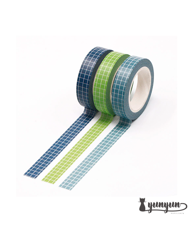 Set Washi Tapes Cuadrícula II - 3 pzas 