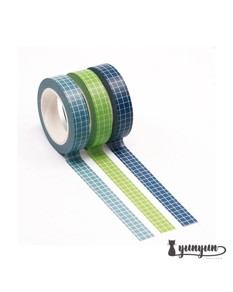 Set Washi Tapes Cuadrícula II - 3 pzas 