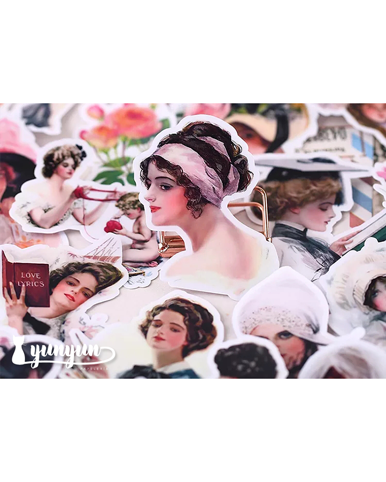 Stickers Mujeres Vintage II - 52 pzas