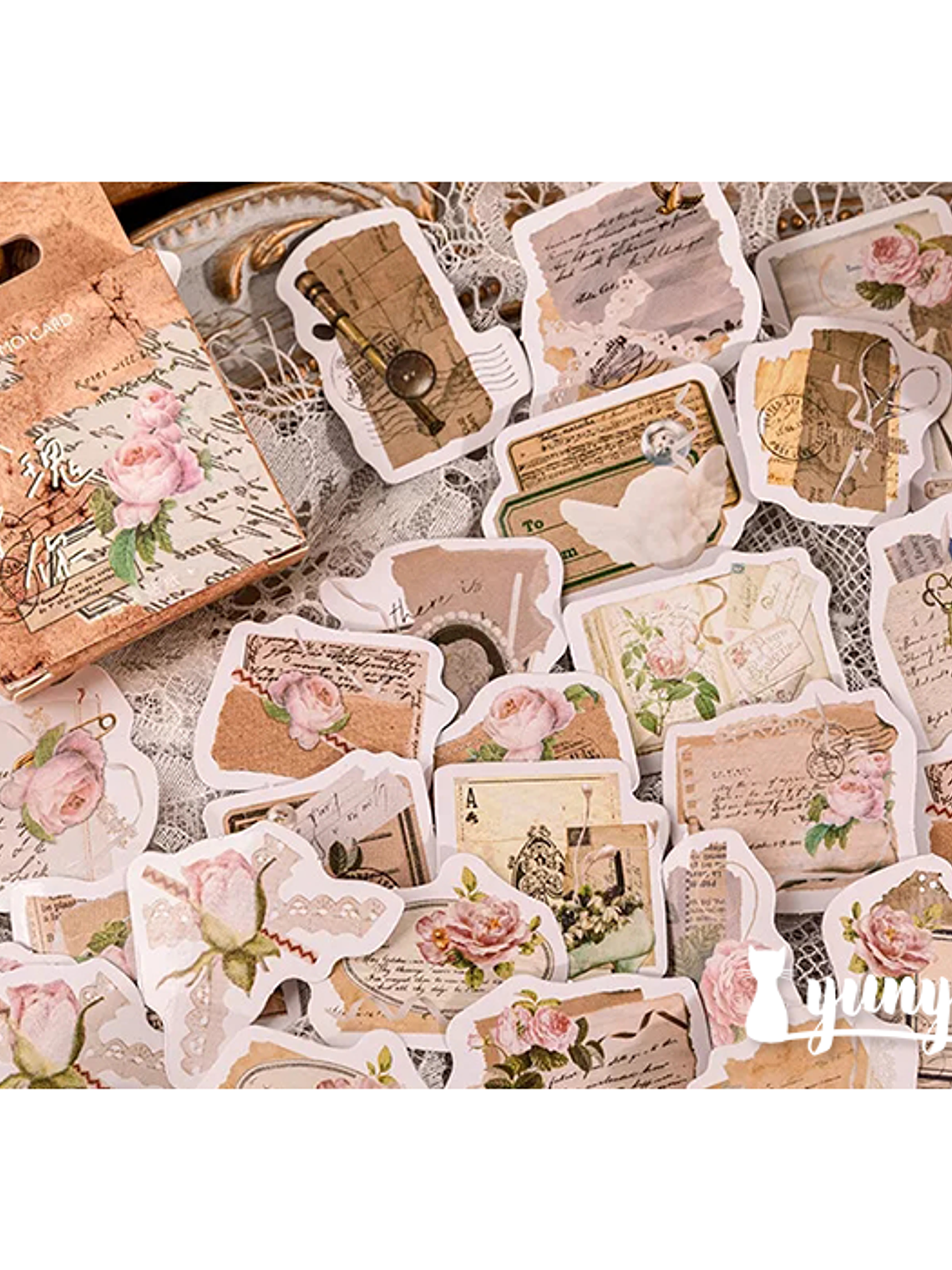 Caja Stickers Rosas Vintage - 45 pzas  2