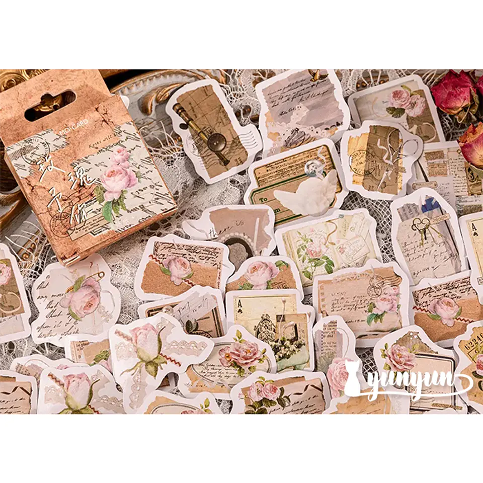 Caja Stickers Rosas Vintage - 45 pzas  2