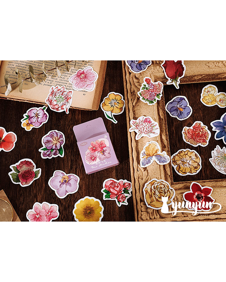 Caja Stickers Flores II - 46 pzas   