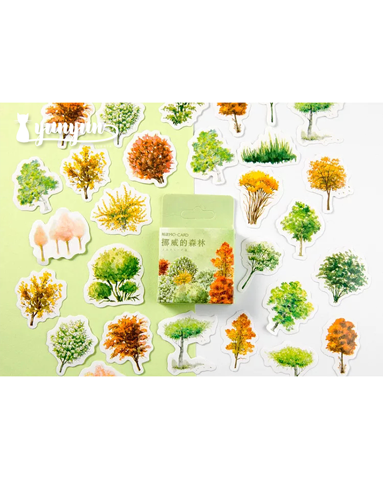 Caja Stickers Arboles - 45 pzas