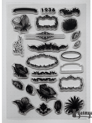 Sellos Bordes & Flores - 25 pzas