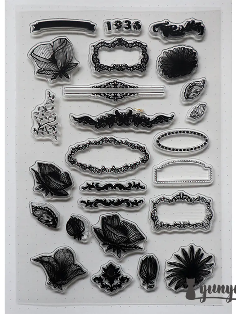 Sellos Bordes & Flores - 25 pzas 1