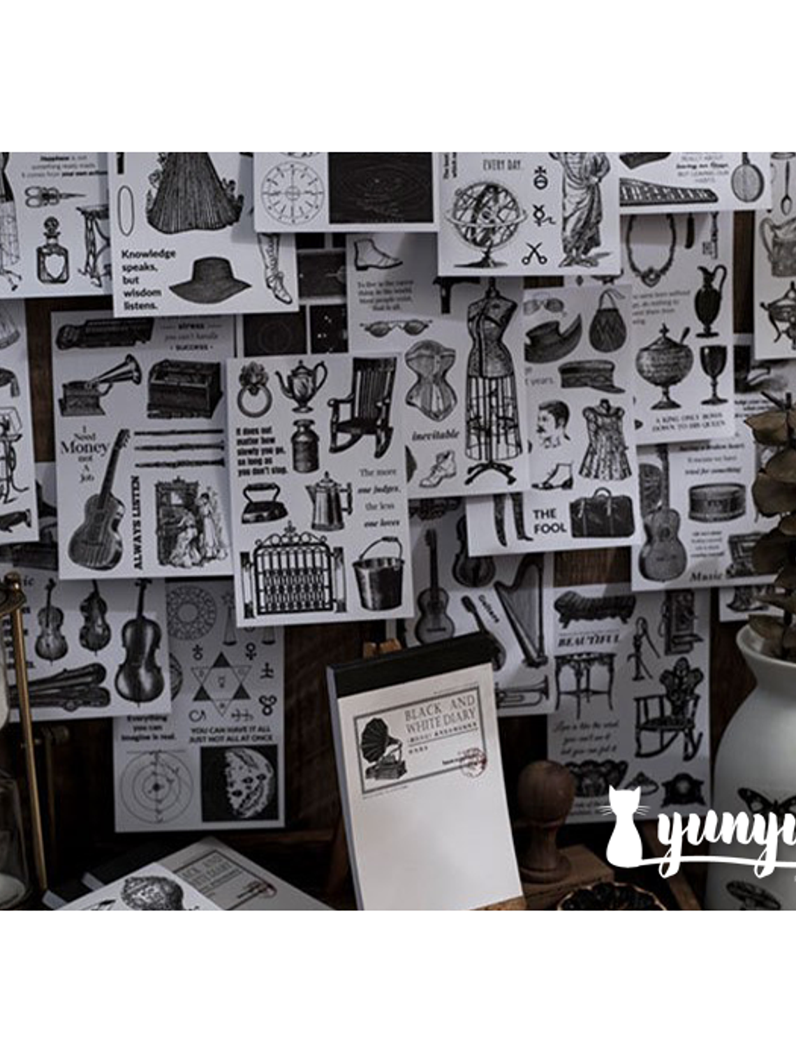 Sticker Book Black and White Diary - 30 pzas 6