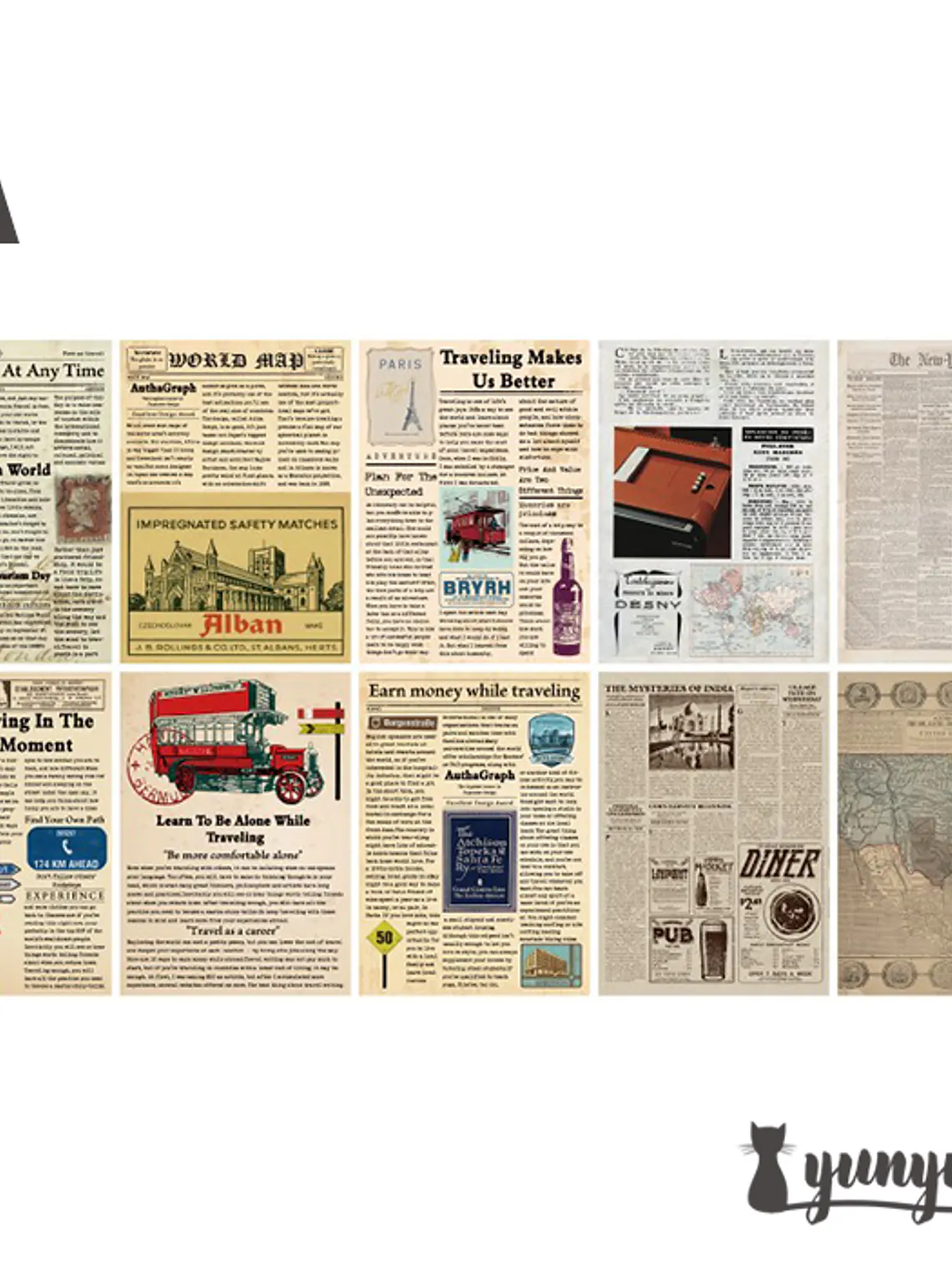 Papeles Periódico Vintage - 30 pzas 11