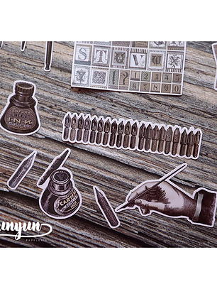 Stickers Escritura Vintage - 18 pzas