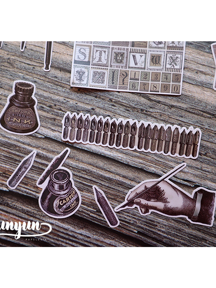 Stickers Escritura Vintage - 18 pzas 1